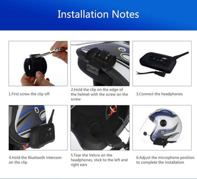 V6 Bluetooth Helmet Intercom Headset for 6 Riders (Single Unit)